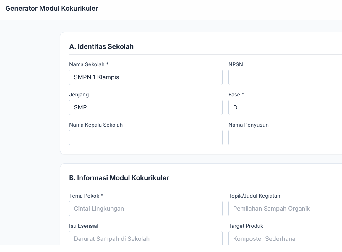 GENERATOR - MODUL KOKURIKULER